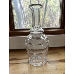Val Saint Lambert Poniat Crystal Decanter Belgium 9" Tall - Stopper Micro Flaw